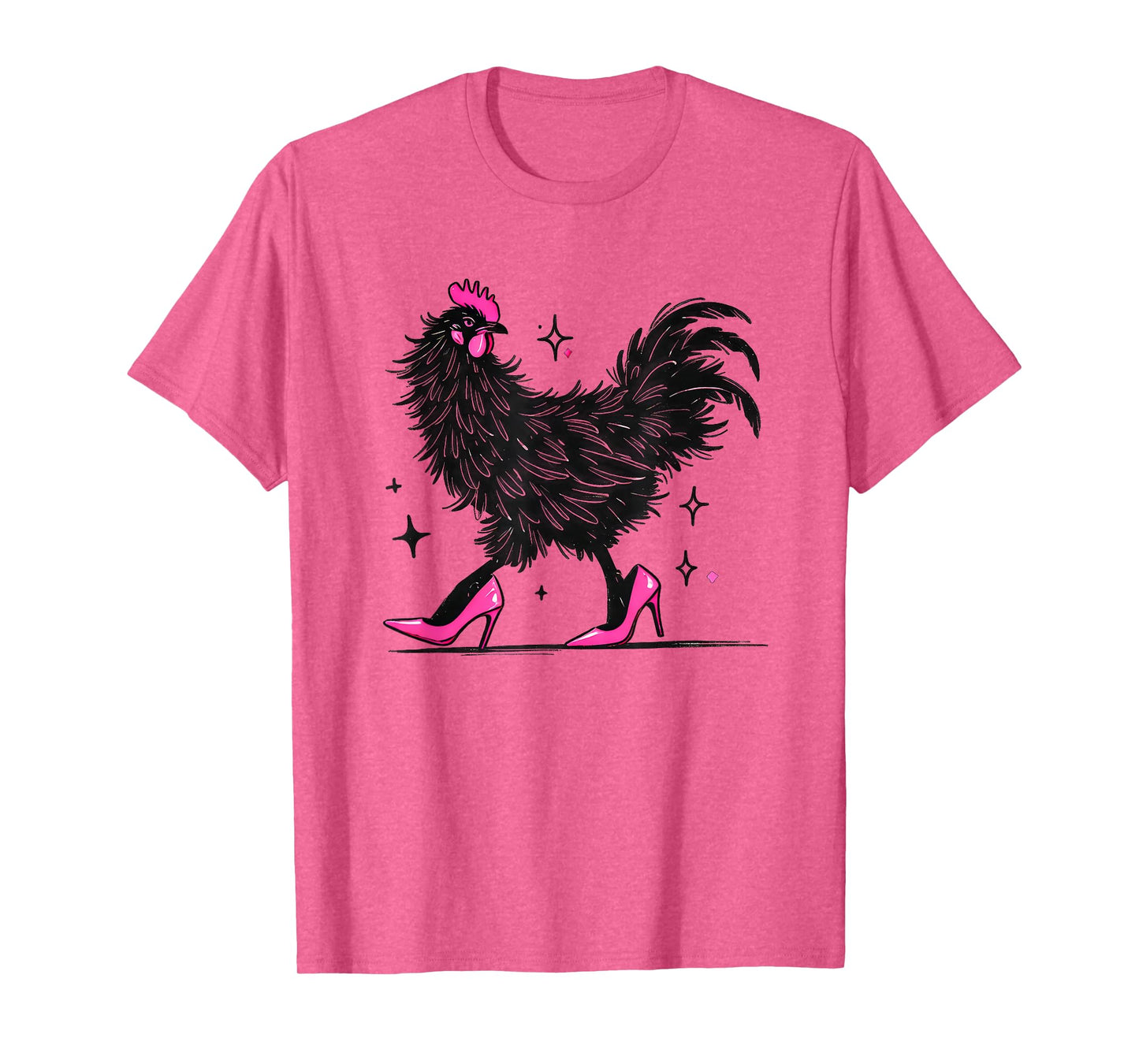 Funny Chicken In Pink Heels Color T-Shirt