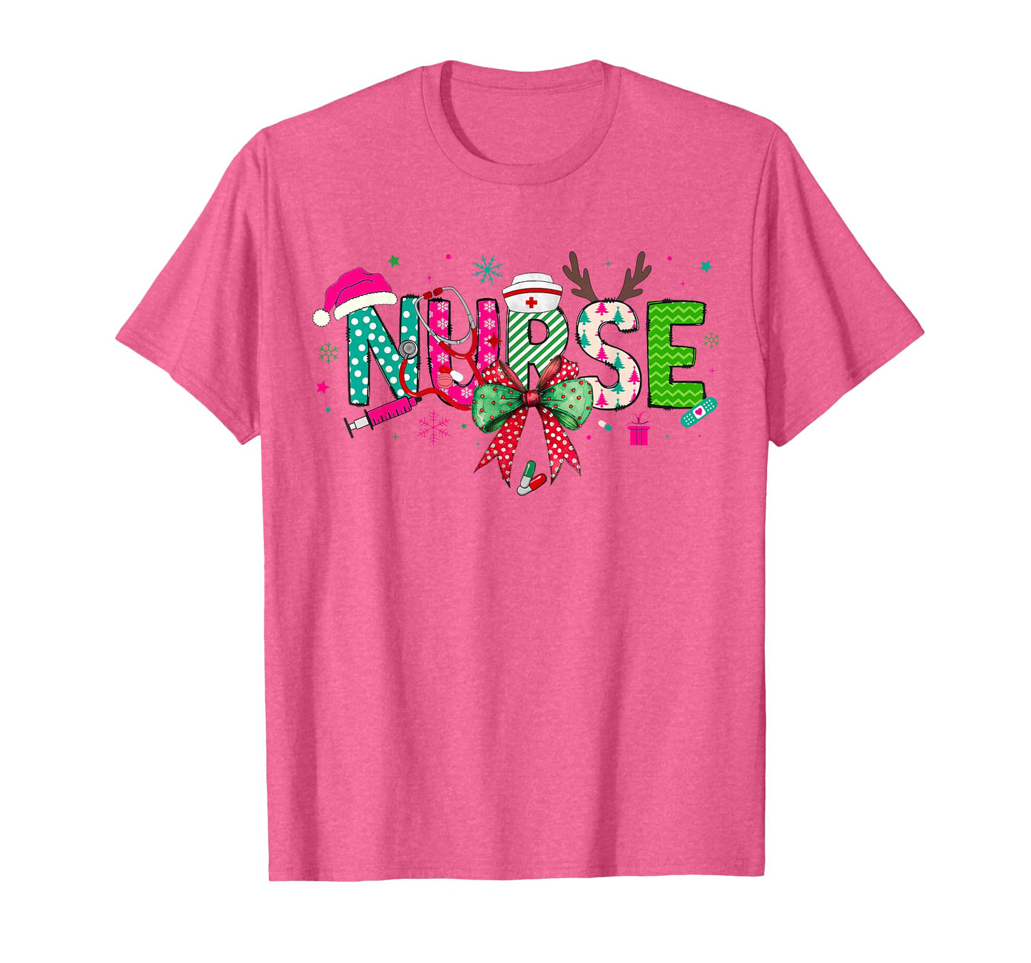 Christmas Nurse Stethoscope Xmas Coquette Bow Nursing School T-Shirt