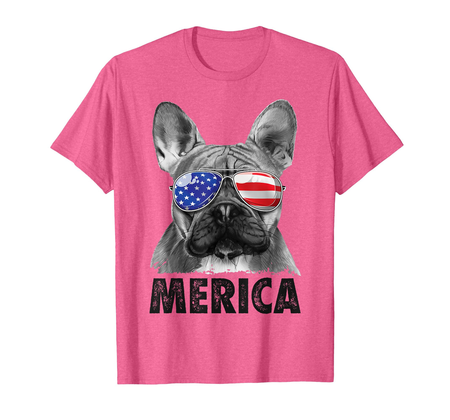 French Bulldog 4th of July Merica American Flag Sunglasses T-Shirt