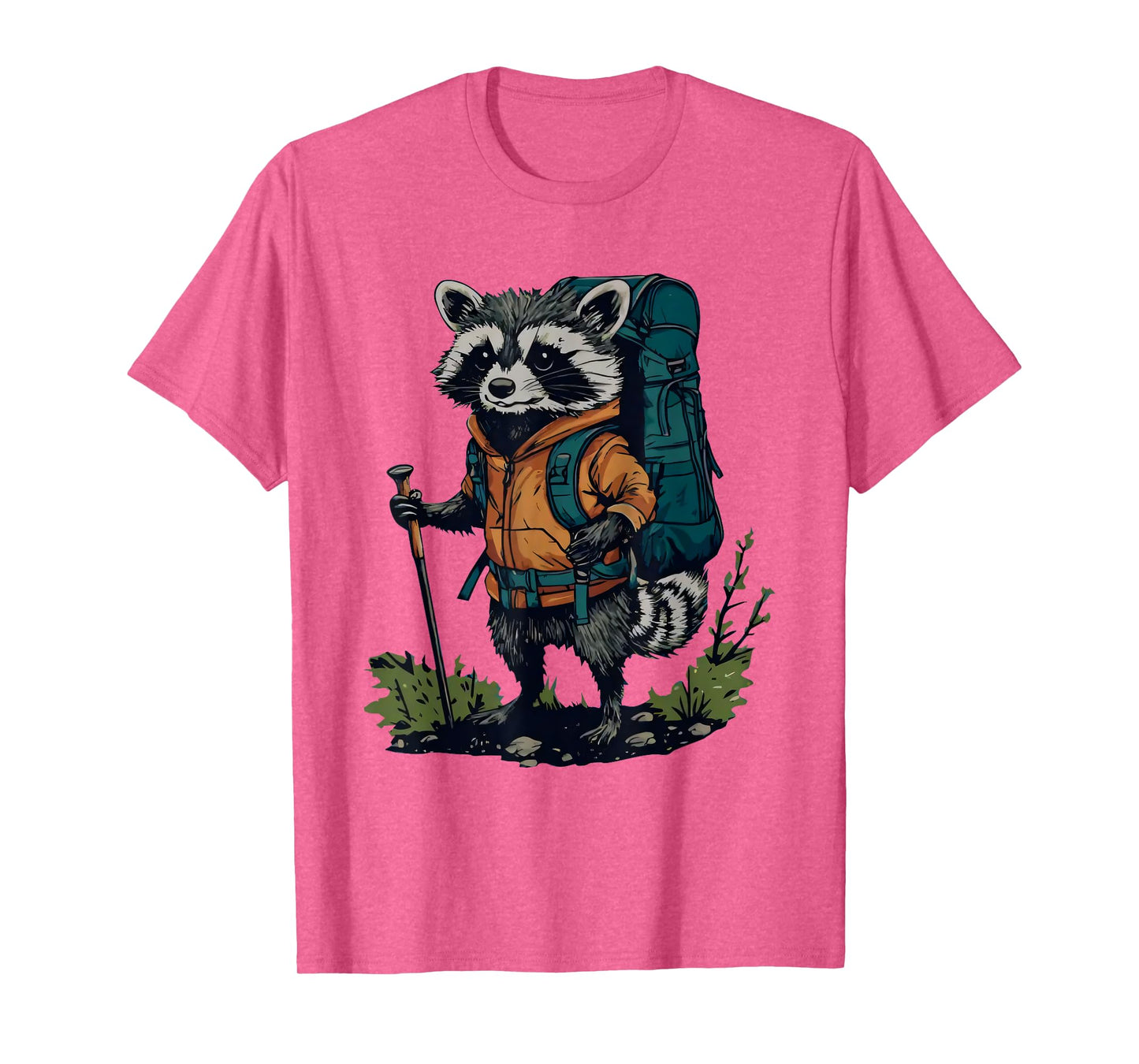 Racoon Backpacker Mountain Hiking Camping Funny T-Shirt