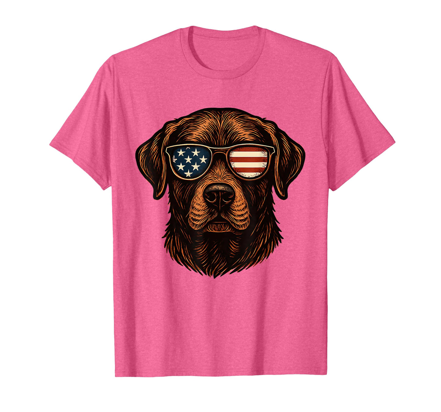 Chocolate Labrador Patriotic American Flag Sunglasses T-Shirt
