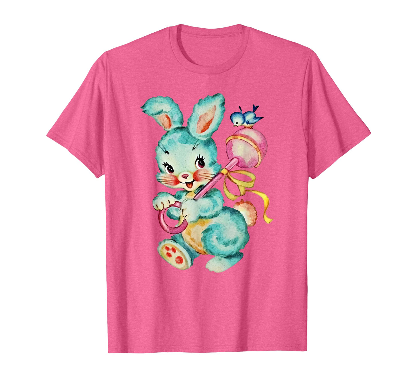 Vintage Easter Cute Bunnny And Bird Spring Retro Vintage T-Shirt