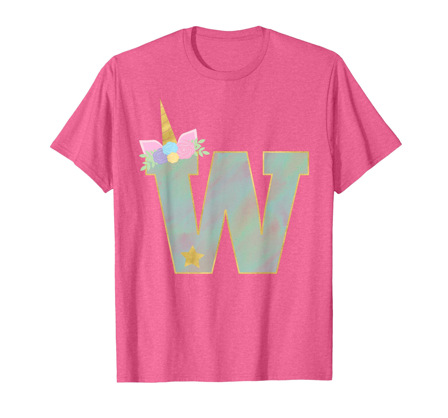 Initial Letter W Unicorn Monogram for Girls Unicorn Birthday T-Shirt