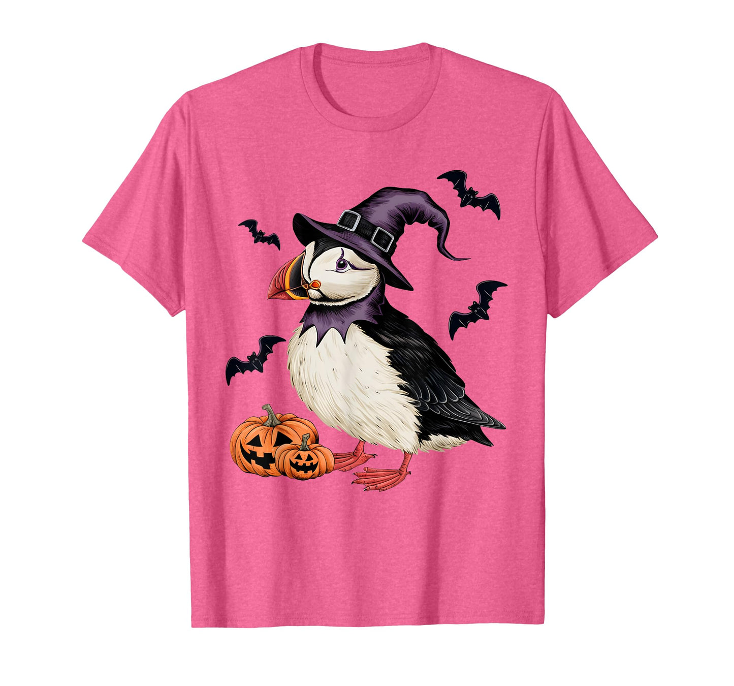 Puffin Bird Halloween Costume Scary Pumpkin Bat Witch T-Shirt