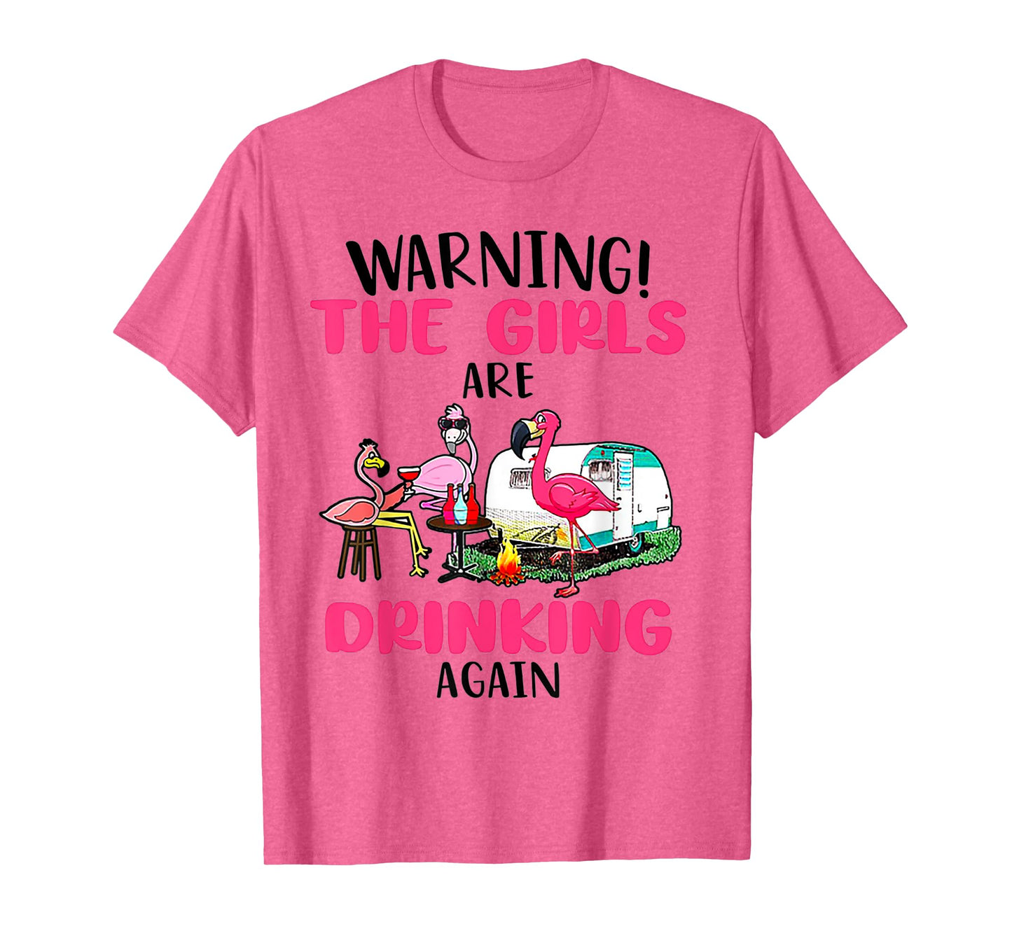 Warning The Girls Are Drinking Again Flamingo T-Shirt