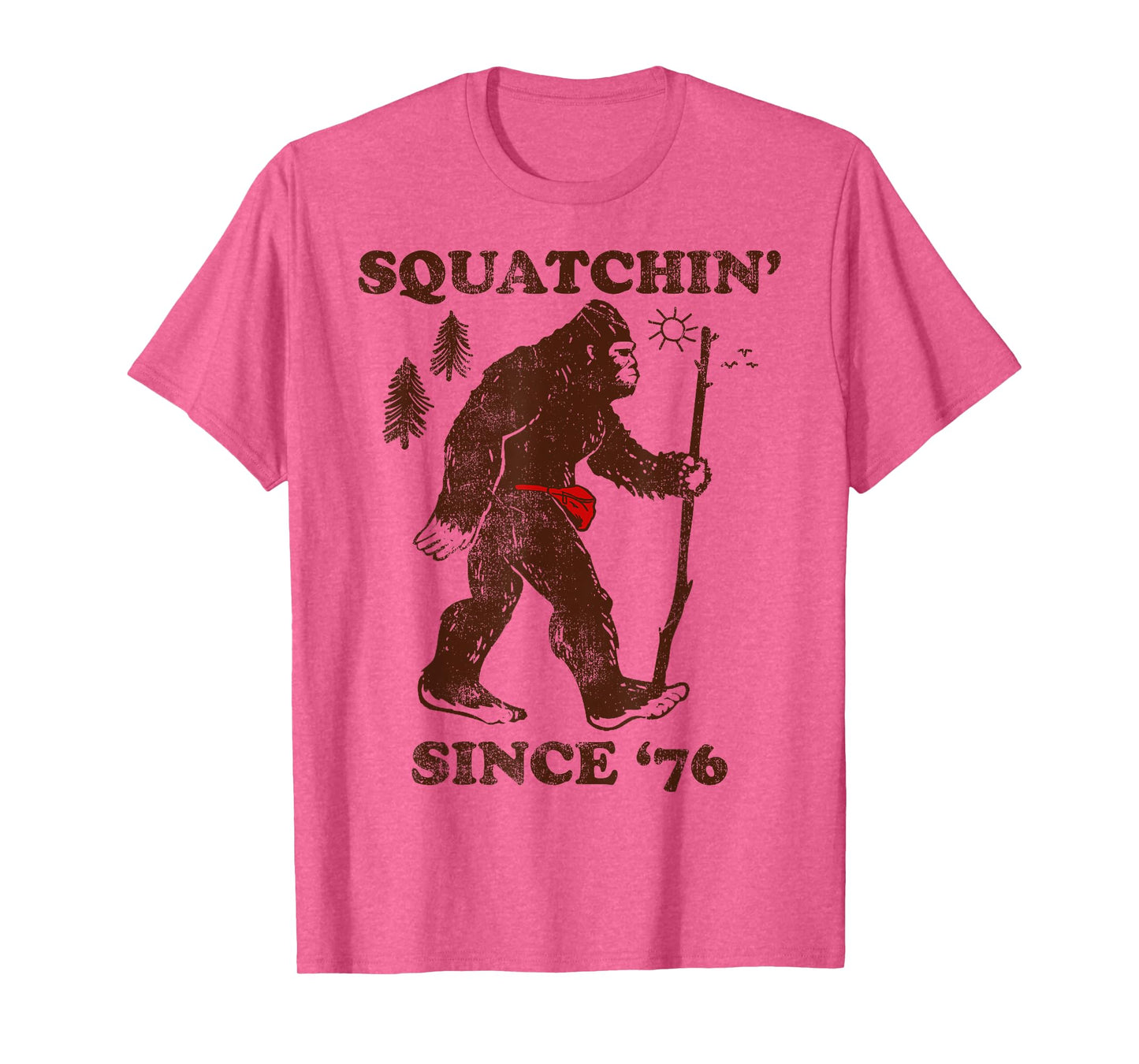 Squatchin' Since '76 Big Foot Vintage Outdoors T-Shirt