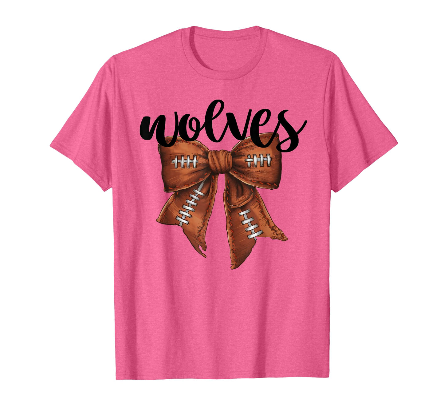 Wolves Football Bow School Spirit Team Mascot Game Night T-Shirt