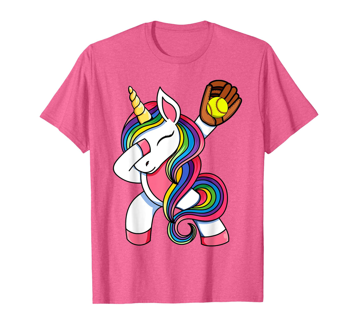 Girls Funny Dabbing Softball Unicorn Apparel, Youth Dab T-Shirt