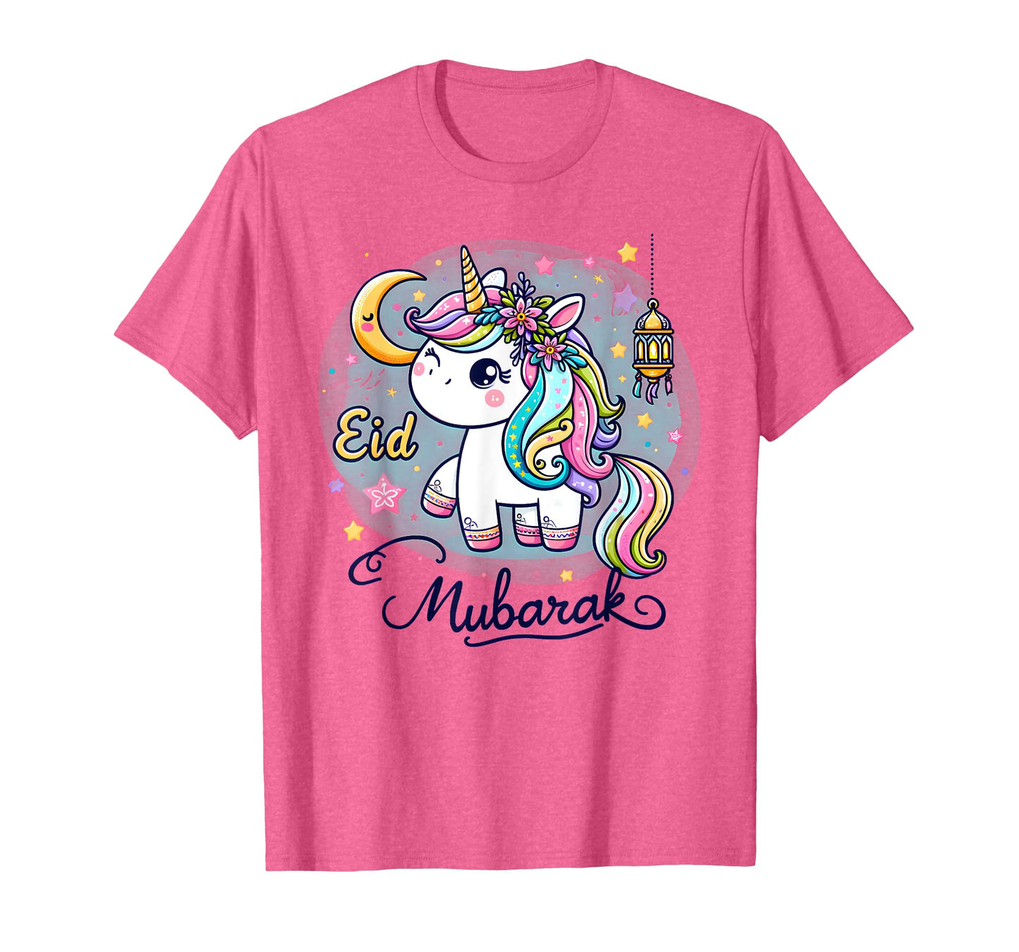 Eid Mubarak 2024 for kids and Mom Girls Eid Mubarak Unicorn T-Shirt
