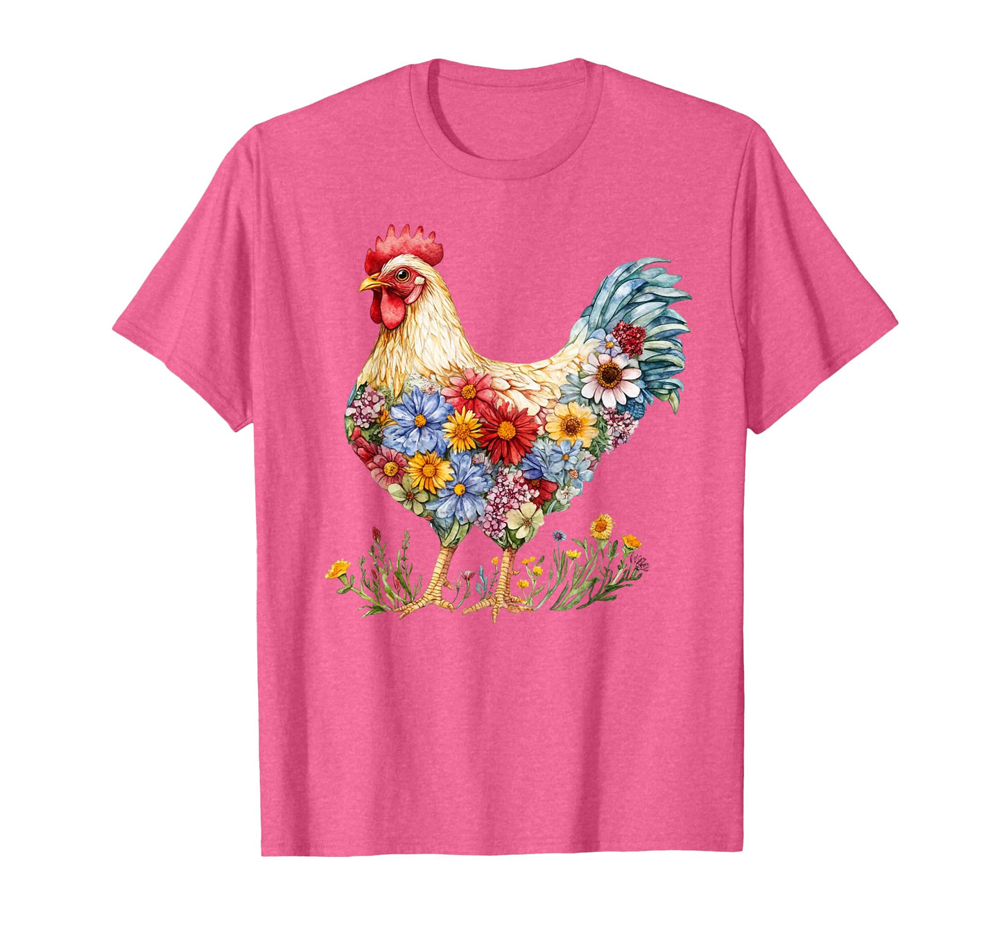 Floral Chicken Lover Wildflower Chicken Mom Gardening Top T-Shirt