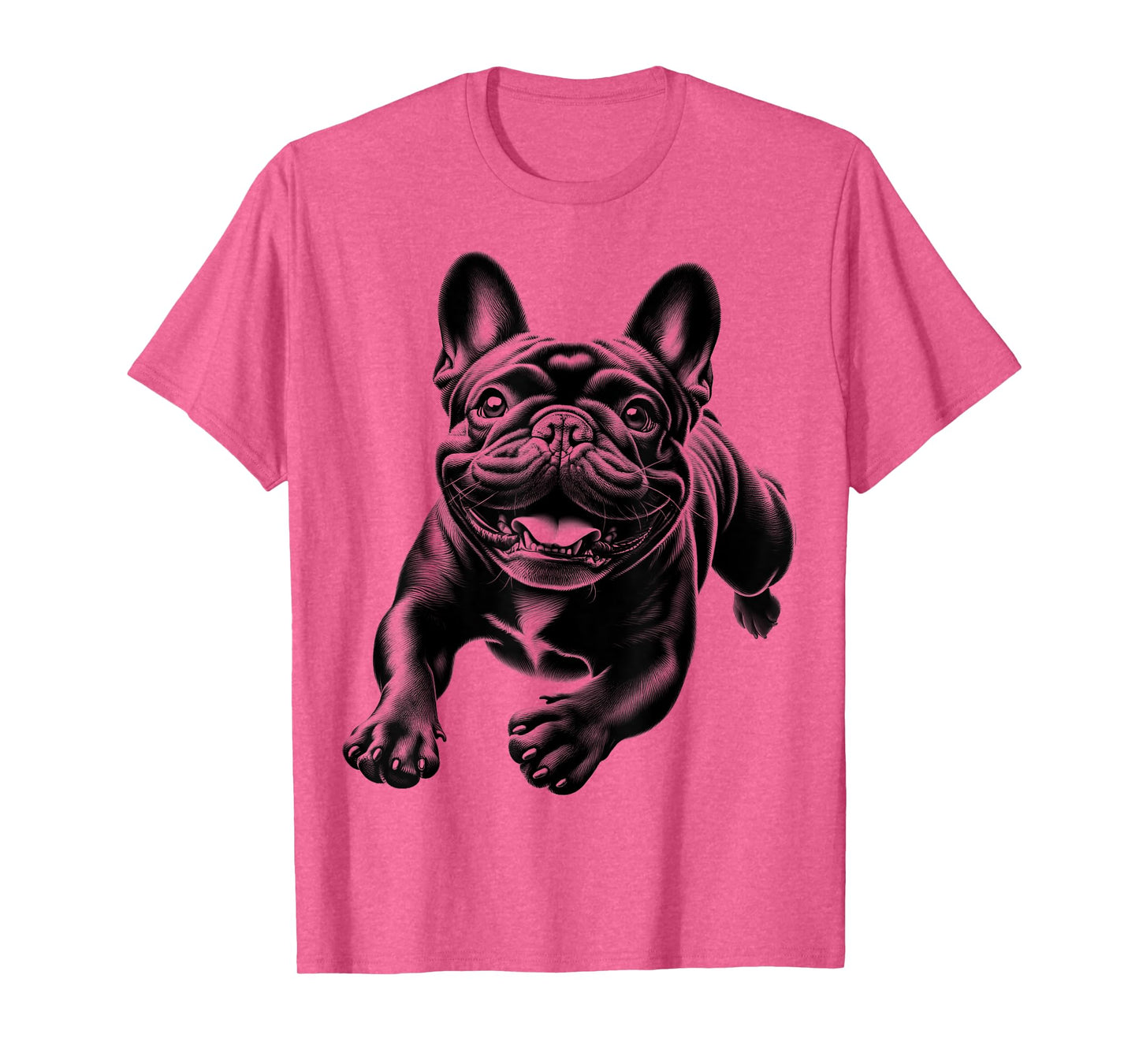 Cheerful Black French Bulldog in Jump Men Women Kids T-Shirt