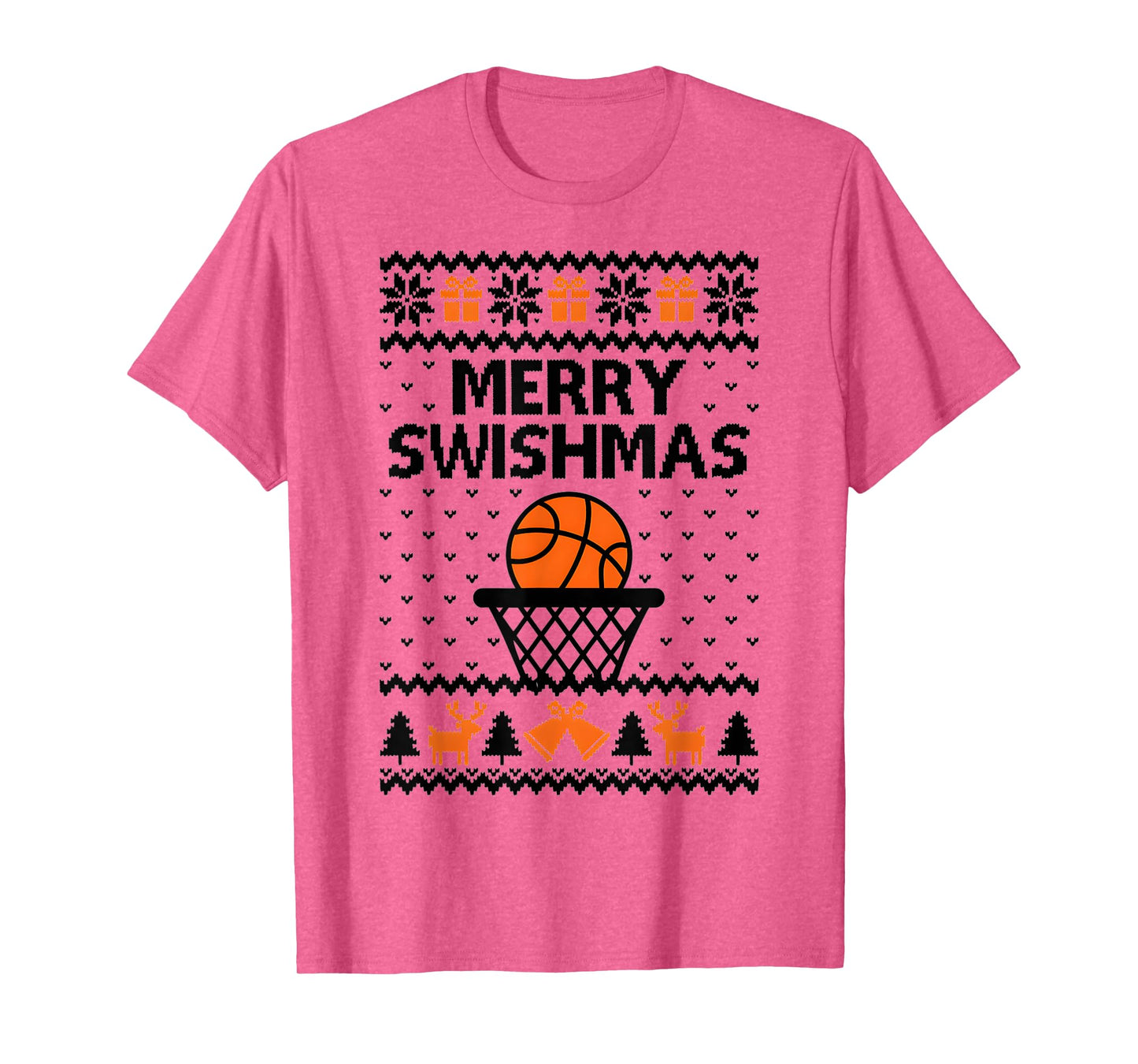 Merry Swishmas X-Mas Basketball Ugly Christmas Sweater Style T-Shirt