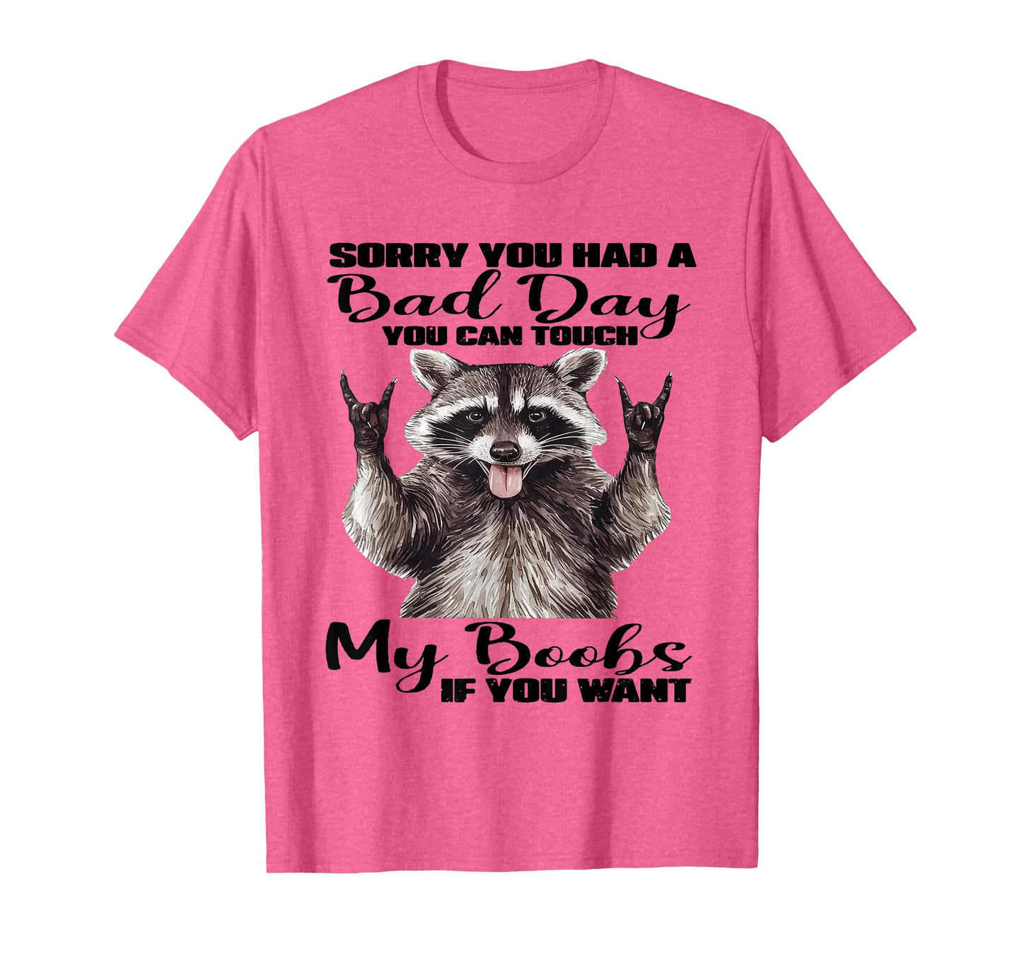 Raccoon Sorry You Had A Bad Day You Can Touch My Boobs Funny T-Shirt