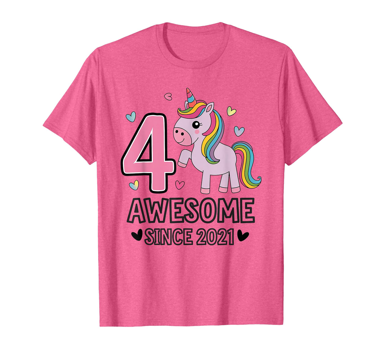 Unicorn 2025 Birthday Gifts for Girls DRNV 4 Year Old Awesome Since 2021 Unicorn T-Shirt Grey Small Classic Fit Short Sleeve T-Shirt