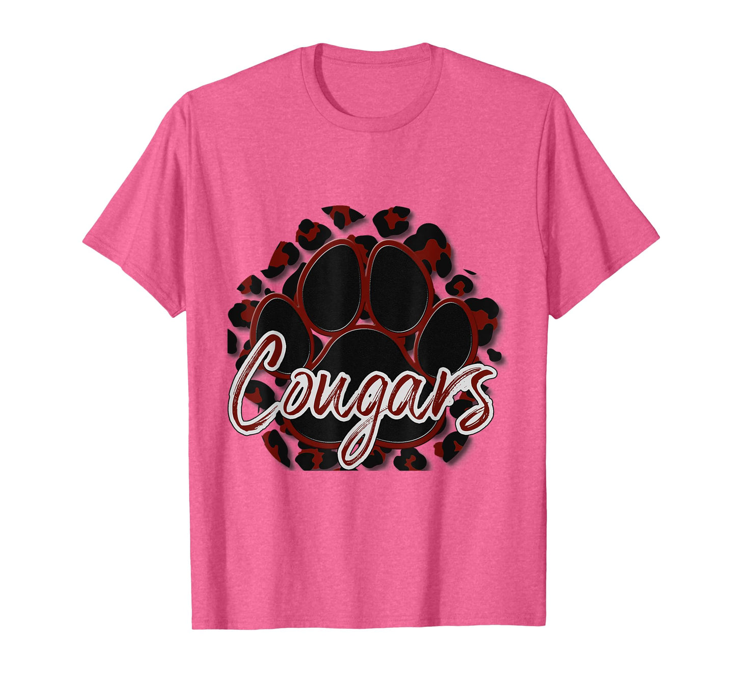 Cougar Maroon Black Cheetah School Sports Fan Team Spirit T-Shirt