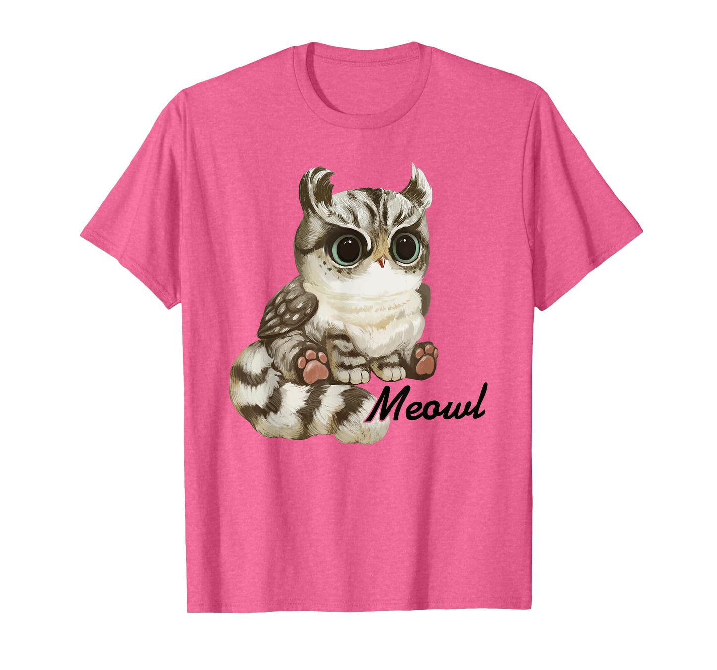 Meowl Cat Owl Animals Yellow Eyes Cute Funny Men Women T-Shirt