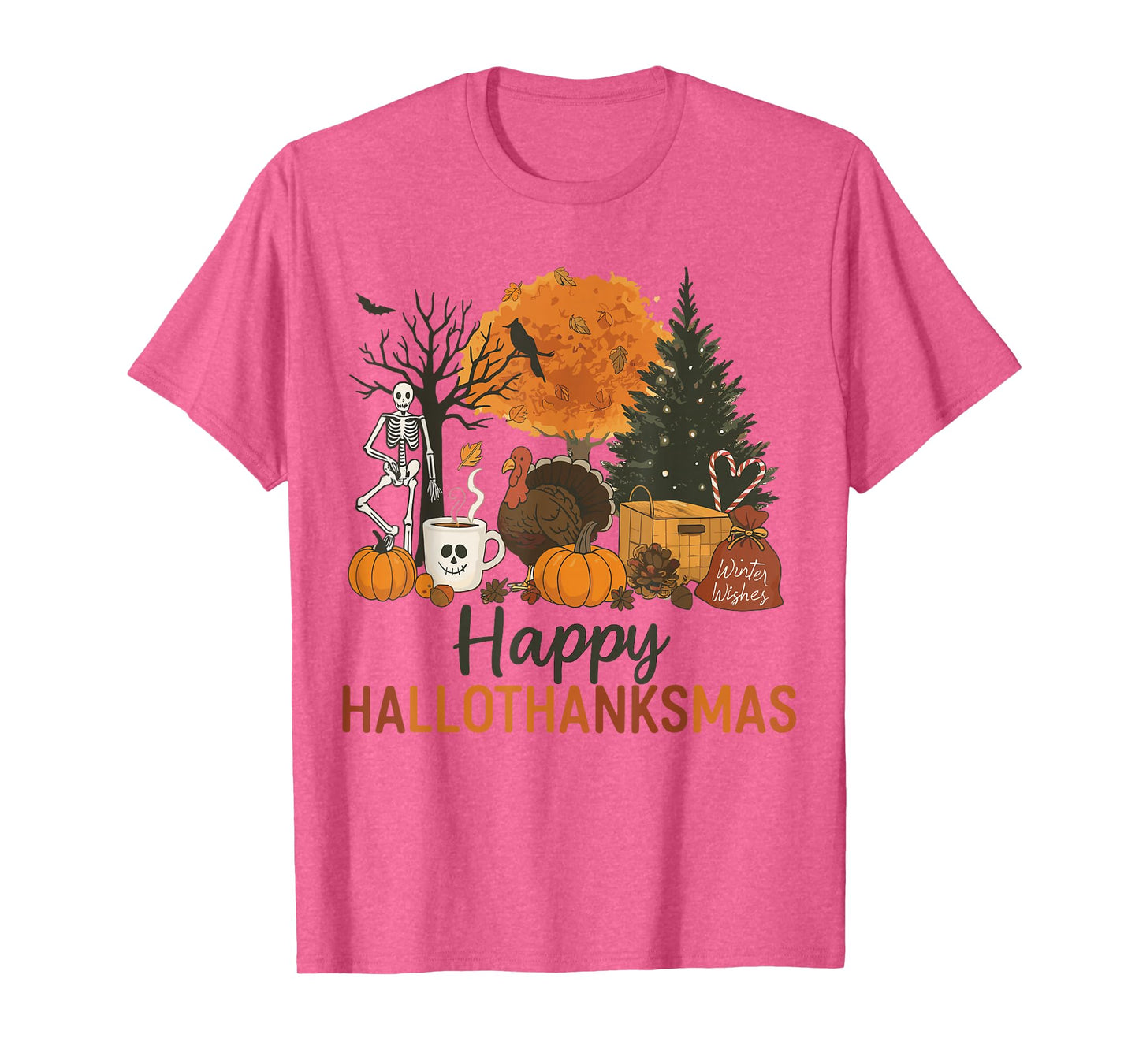 Halloween Thanksgiving Christmas Turkey Happy HalloThanksMas T-Shirt