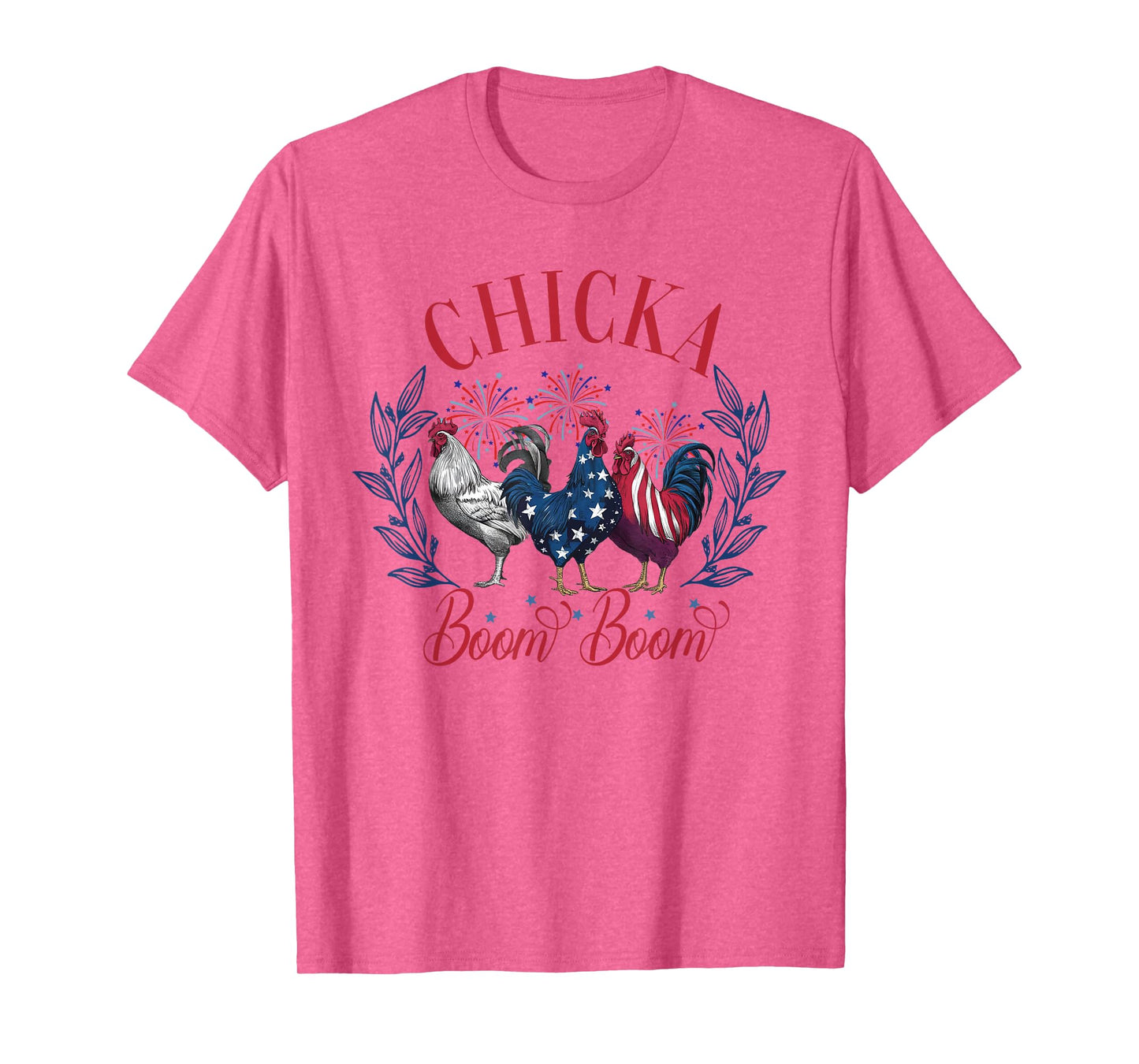 Chicka Boom Boom Cute Chicken Retro 4th of July America T-Shirt for Women Men