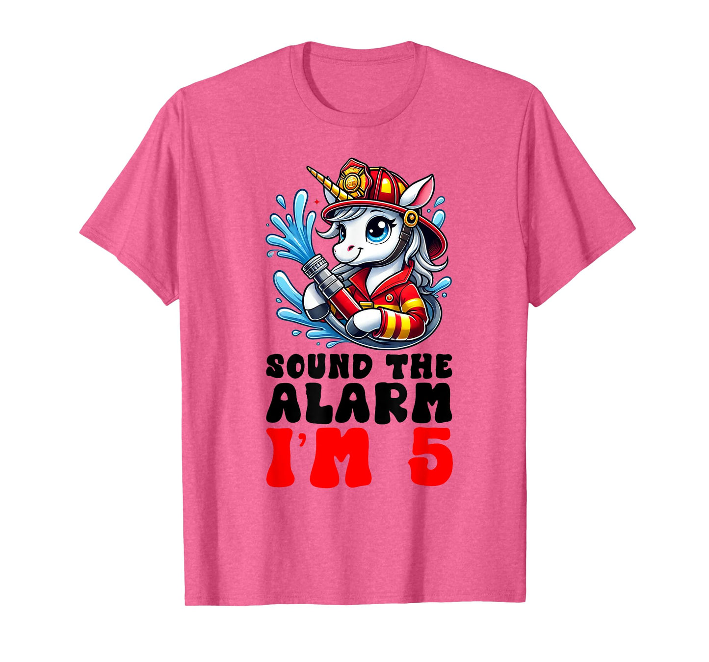 Unicorn Firefighter Fireman Kids 5th Birthday 5 Year Old T-Shirt