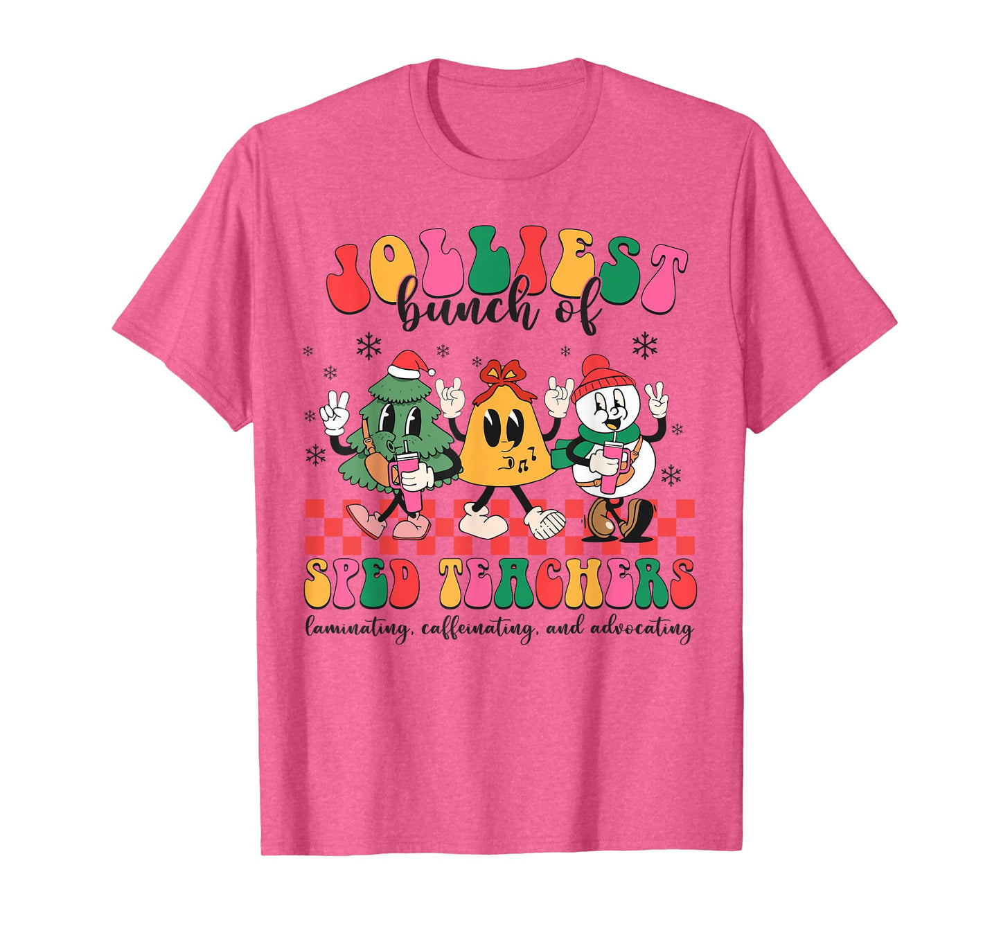 Christmas Jolliest Bunch Of Sped Teachers Cute Groovy Xmas T-Shirt