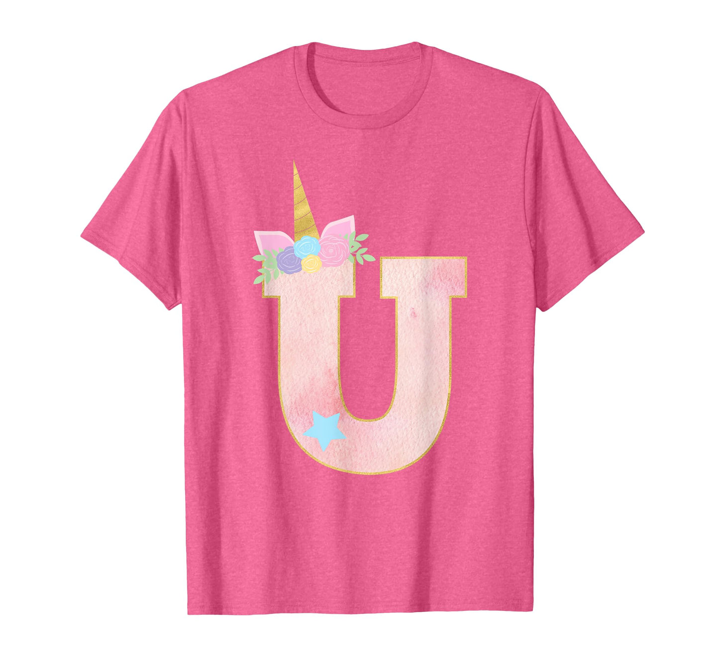 Initial Letter U Unicorn Monogram for Girls Unicorn Birthday T-Shirt