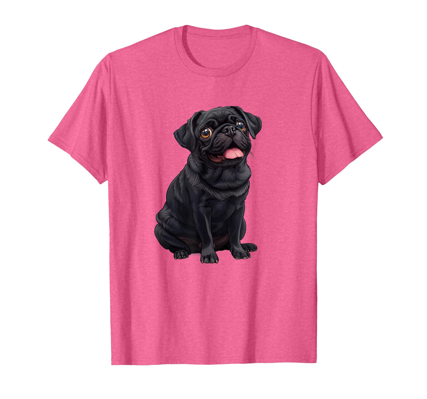 Funny Mens Womens & Kids Happy Panting Black Pug Lover T-Shirt