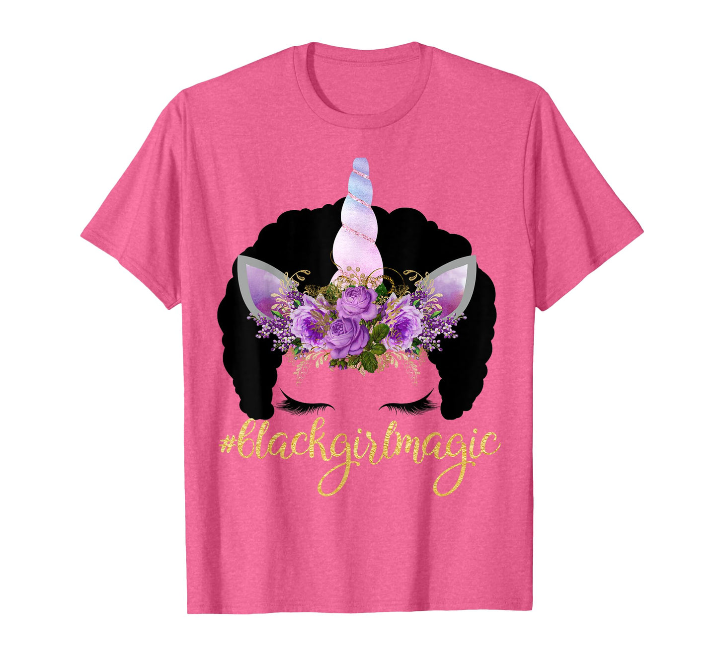 Purple Unicorn Afro Kids Gift Black Girl Magic Birthday Gift T-Shirt
