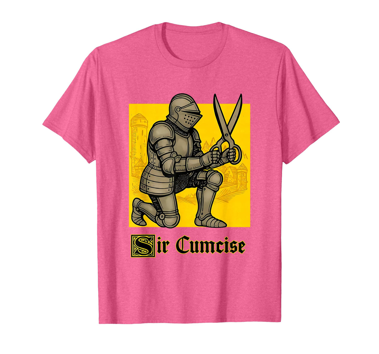 Sir Cumcise Knight Holding Scissors Funny Medieval T-Shirt