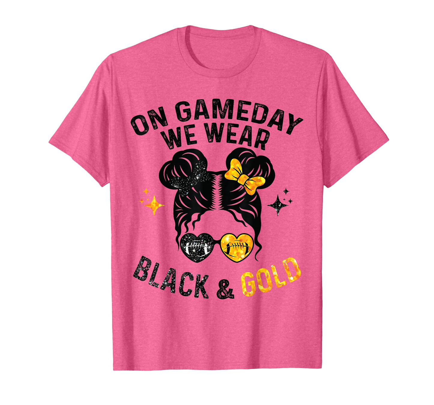 On Gameday We Wear Black and Gold Messy Football T-Shirt