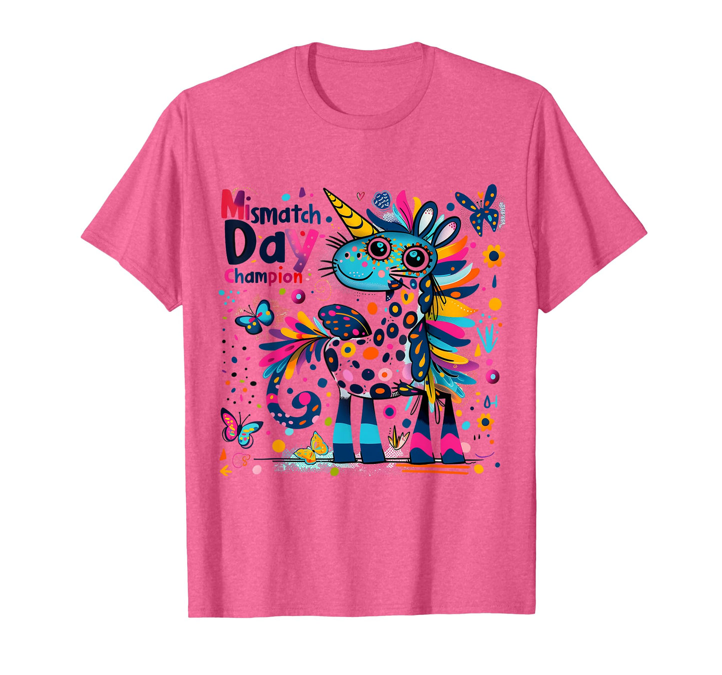Mismatch Day Champion Funny Colorful Unicorn School Outfit T-Shirt