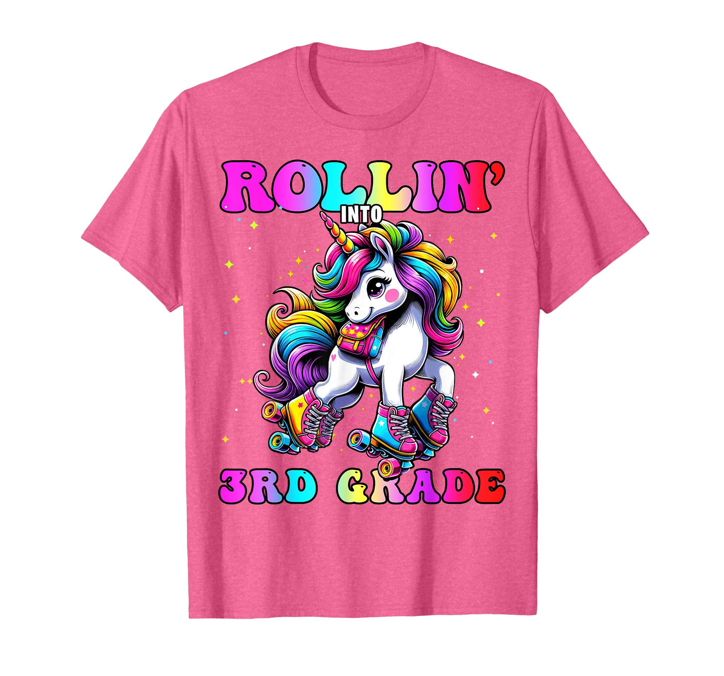 3rd Grade Back To School First Day Girl Rollin Unicorn T-Shirt