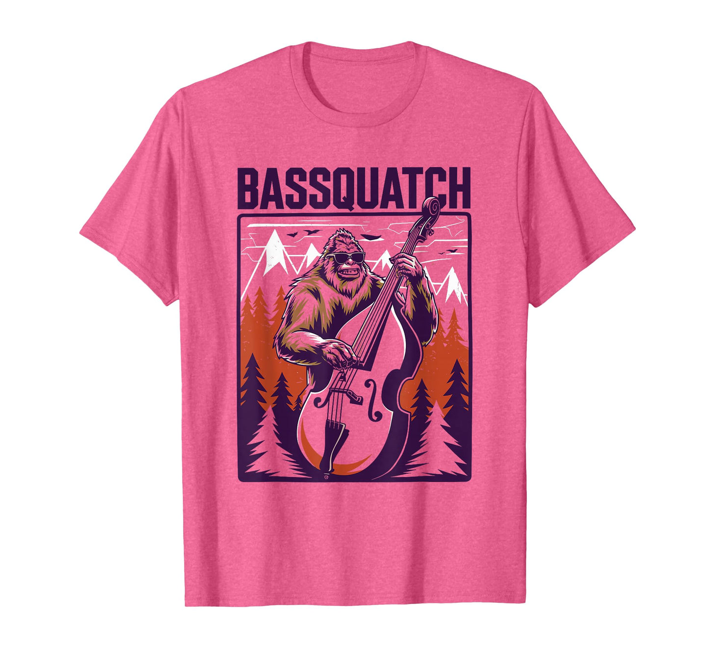 C.J.'s Sasquatch Bigfoot Double Bass Fiddle Gifts Bassquatch Bigfoot Double Bass Fiddle Upright Bass Sasquatch T-Shirt - Men's Yellow Small Classic Fit Crew Neck Short Sleeve Graphic T-Shirt