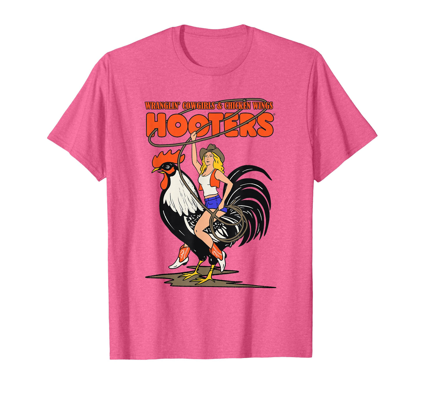 Hooters Wranglin' Cowgirl Riding Rooster T-Shirt