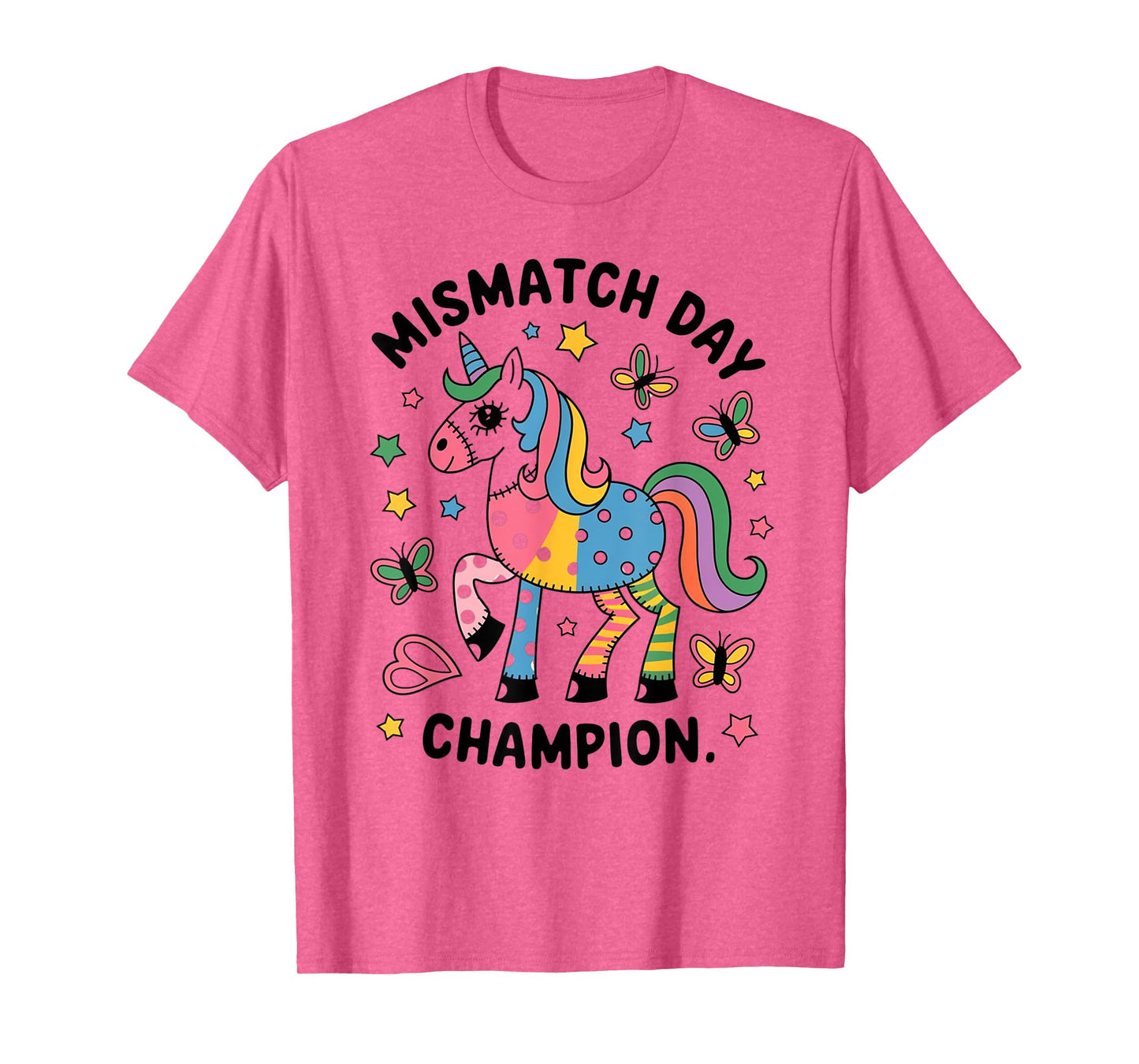 Mismatch Day Champion Funny Colorful Unicorn T-Shirt