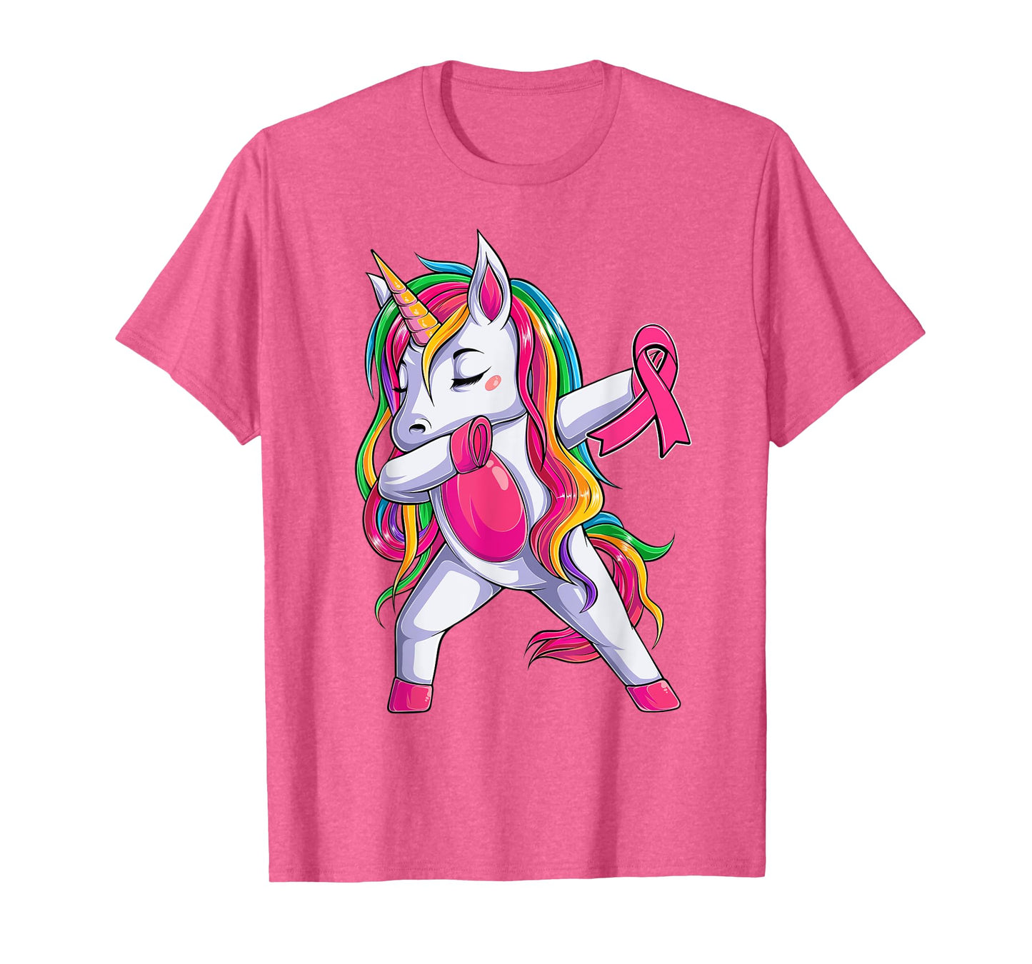 Dabbing Unicorn Pink Ribbon Breast Cancer Awareness Support T-Shirt