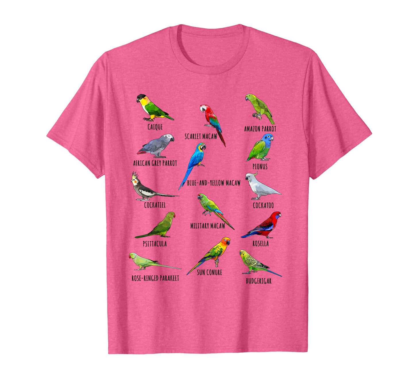 Different Parrot Species Biology Types Bird Identification T-Shirt
