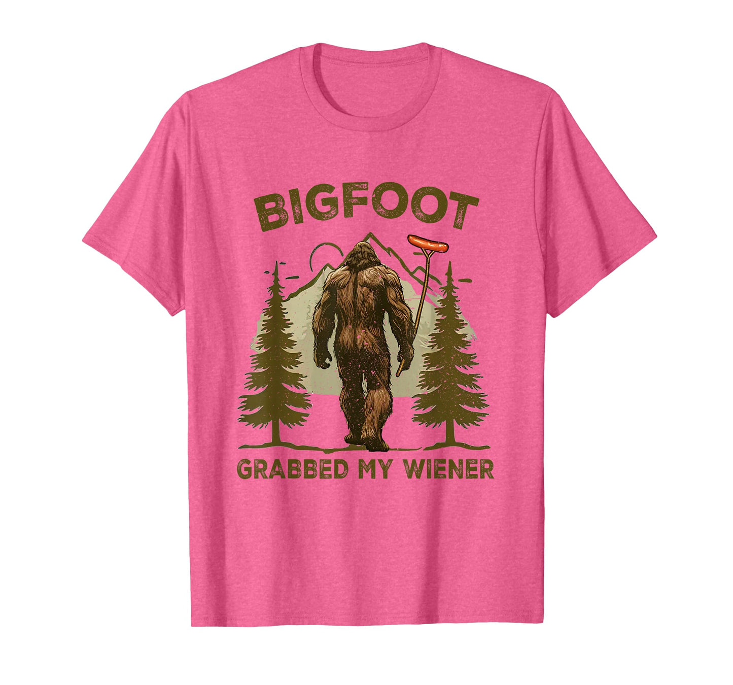 Funny retro bigfoot, Bigfoot Grabbed My Wiener design T-Shirt