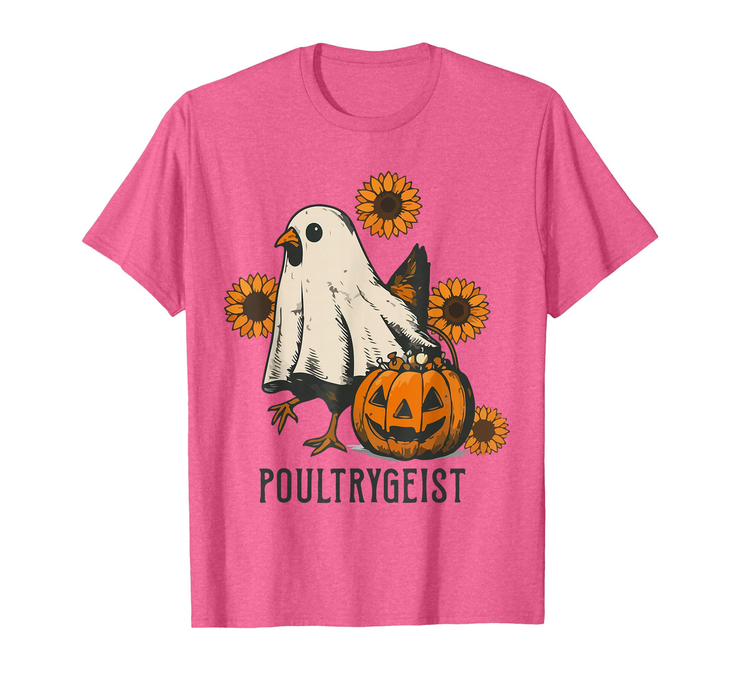 Poultrygeist Sunflower Chicken Ghost Halloween Spooky Season T-Shirt