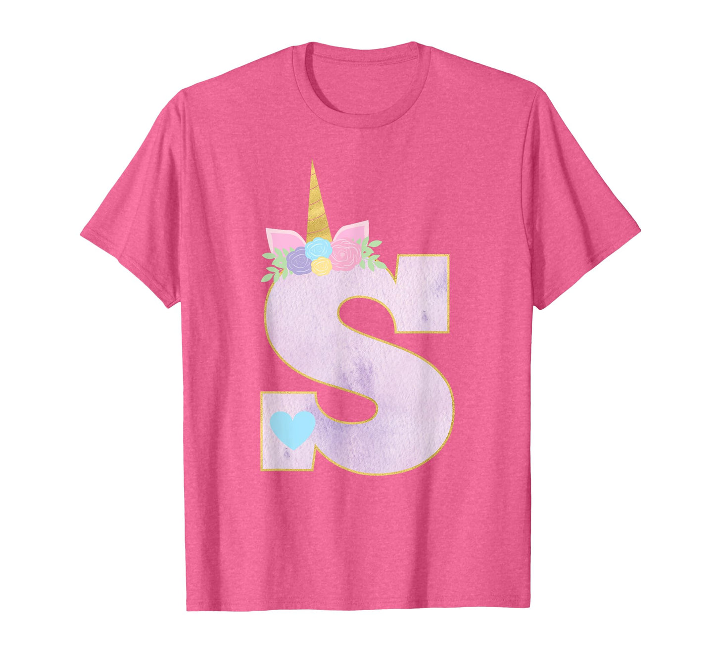Girls Unicorn with Letter S Initial Monogram for Birthday T-Shirt