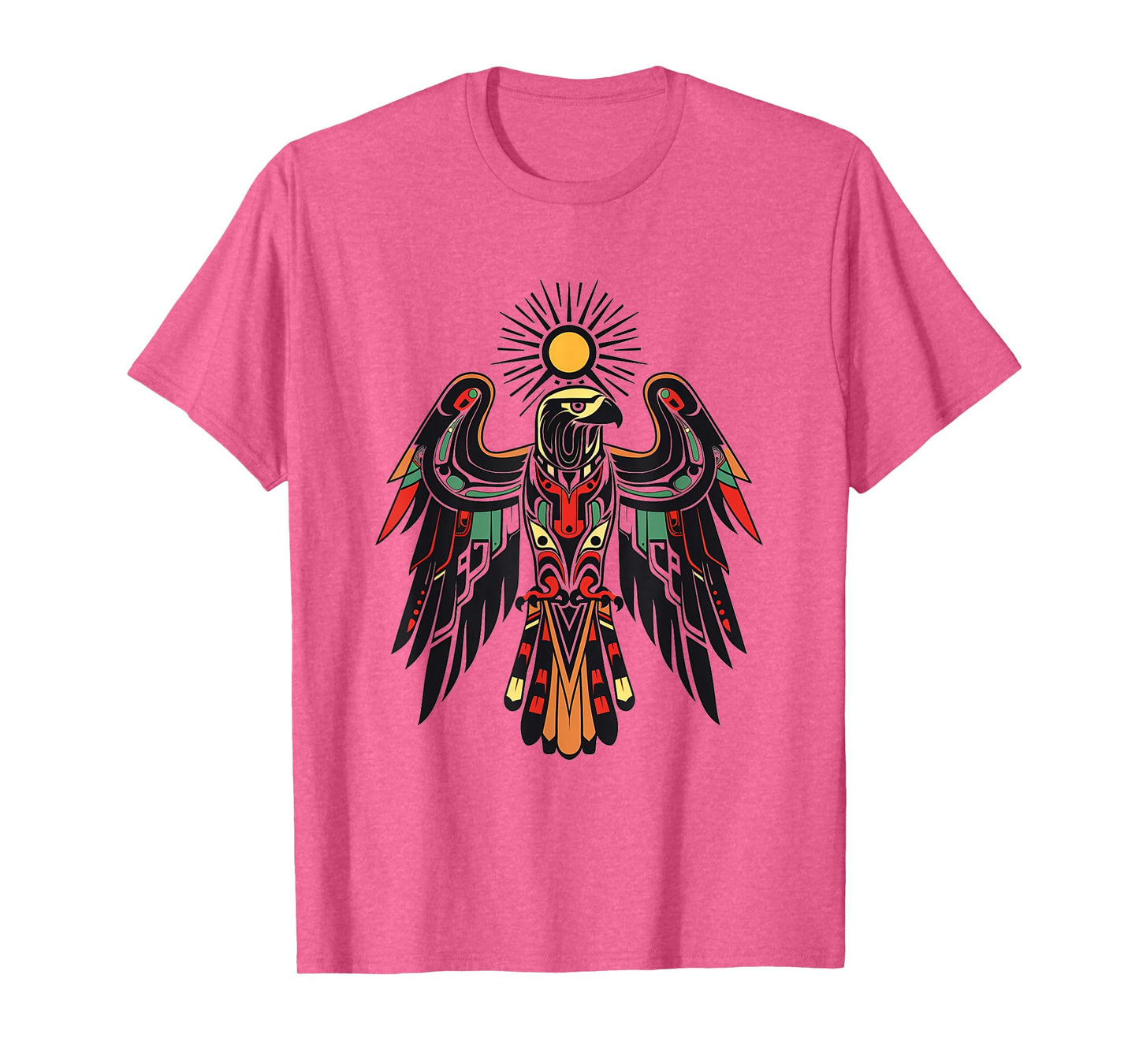 Eagle Tribal Art Shop Thunderbird Eagle Native American Tribal Art T-Shirt, Unisex-Adults & Kids, Grey, Small, Short Sleeve, T-Shirt