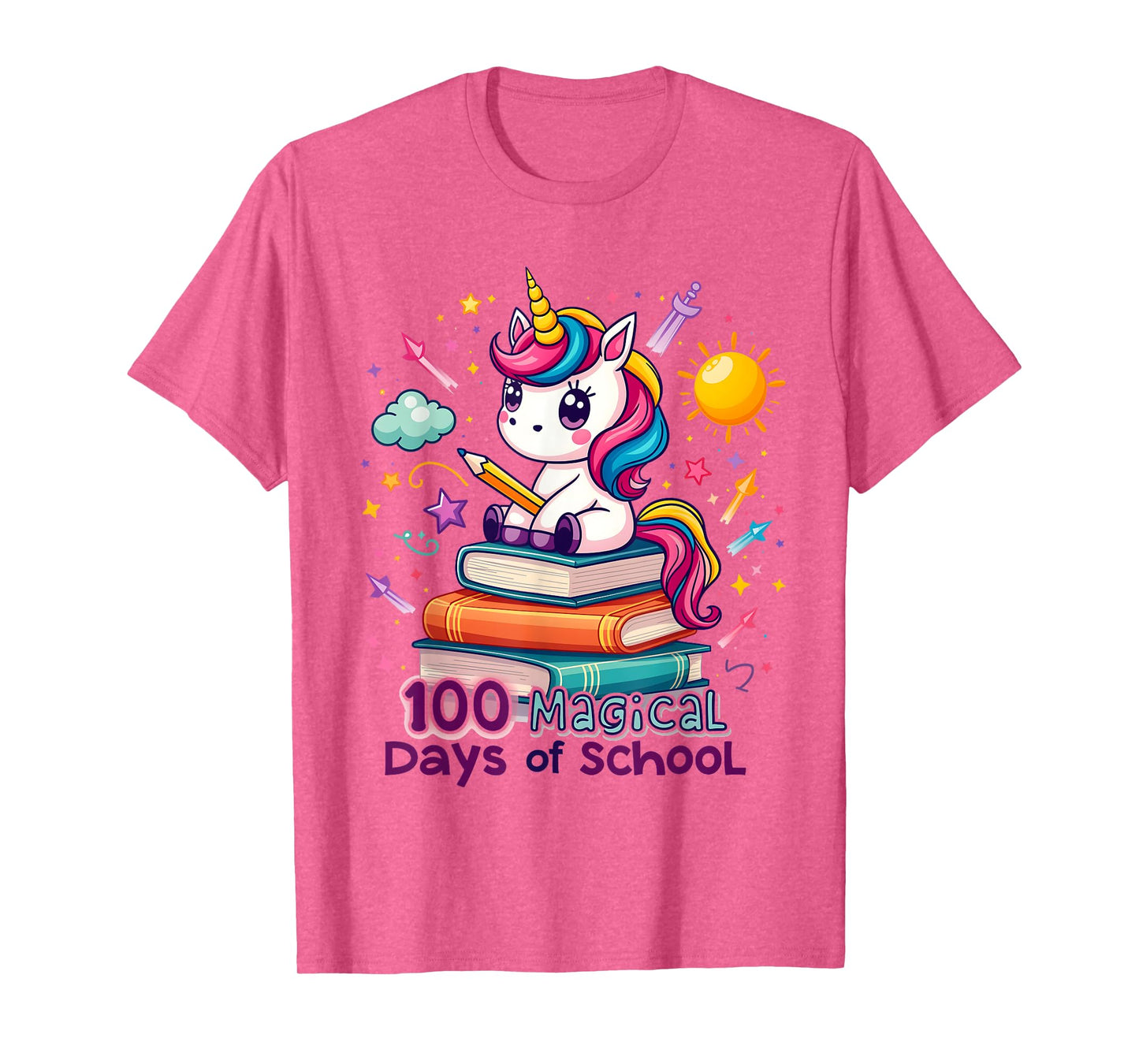 100 Magical Days of School Funny Unicorn Student Teacher T-Shirt