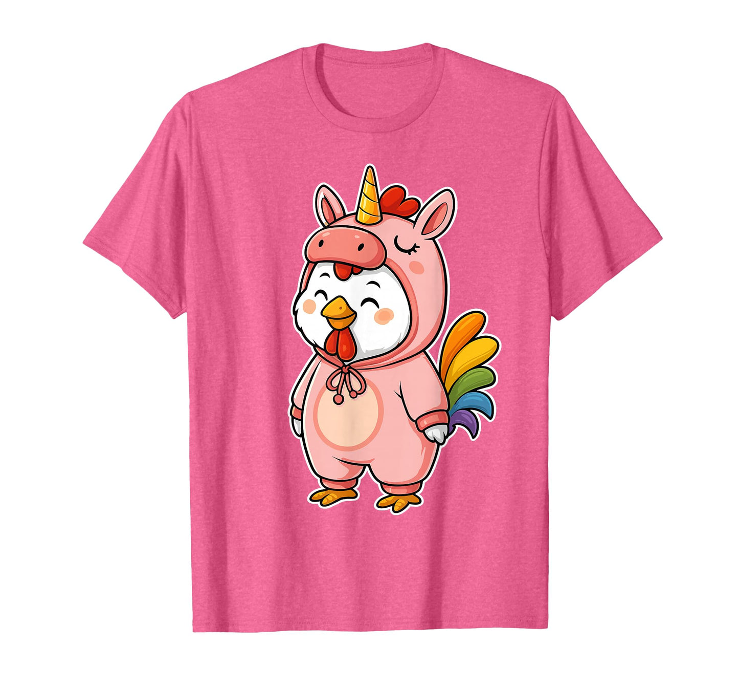 Kawaii Chicken In Unicorn Costume for Girls kids Chicken T-Shirt