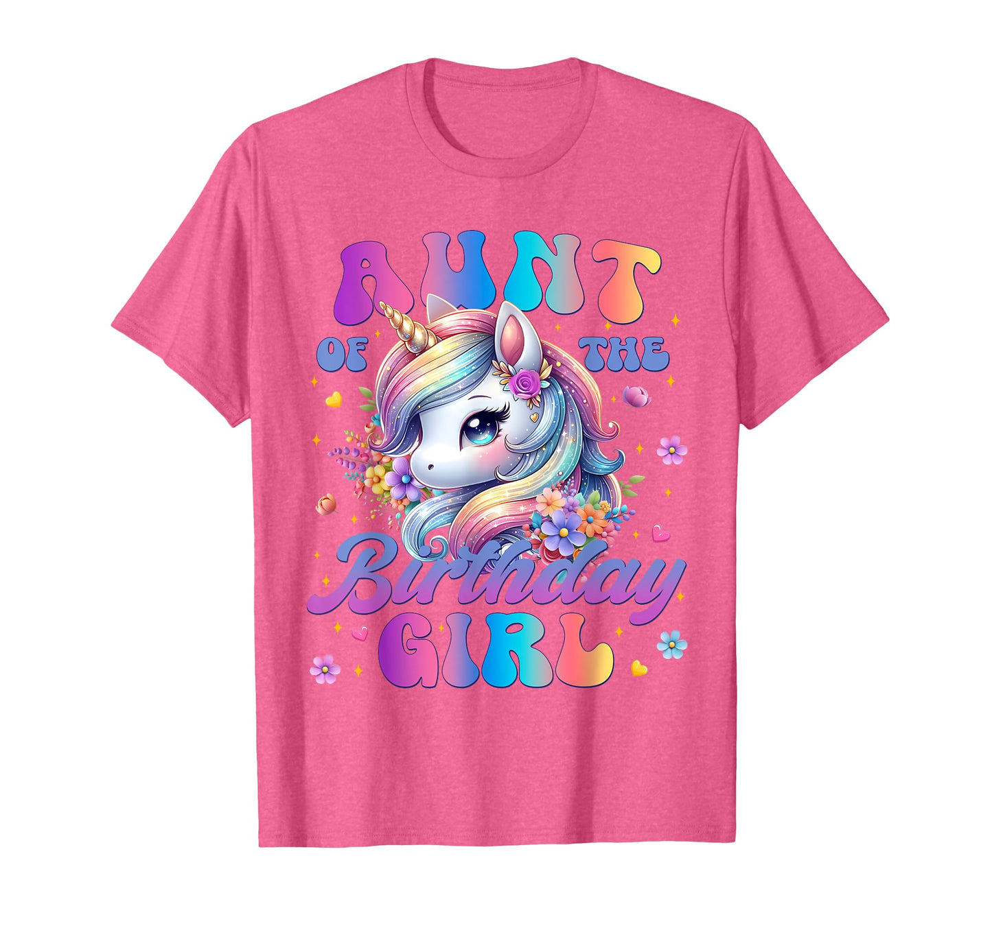 Aunt Of The Birthday Girl Unicorn Flower Family Matching T-Shirt