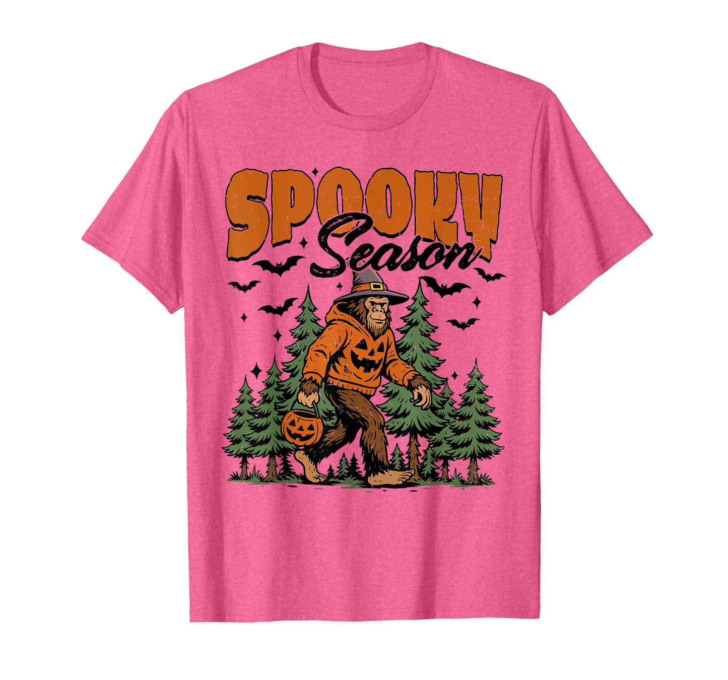 Spooky Season with Bigfoot Funny Sasquatch Halloween Autumn T-Shirt