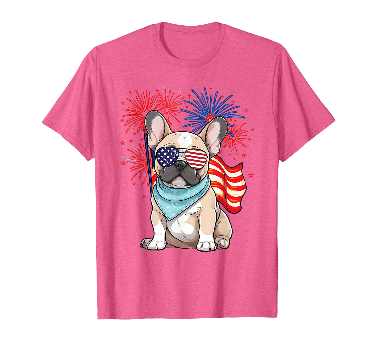 French Bulldog American Flag Frenchie Patriotic 4th of July T-Shirt for Women Kids Men