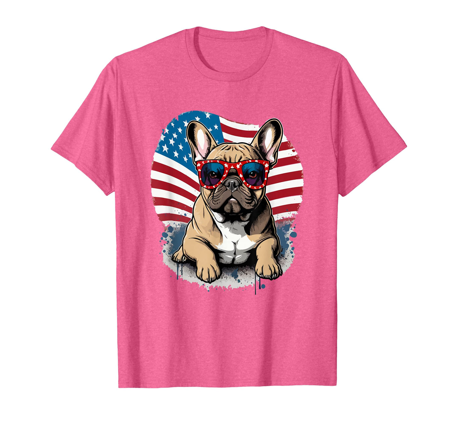 US Flag 4th July French Bulldog Sunglasses T-Shirt for Men Women