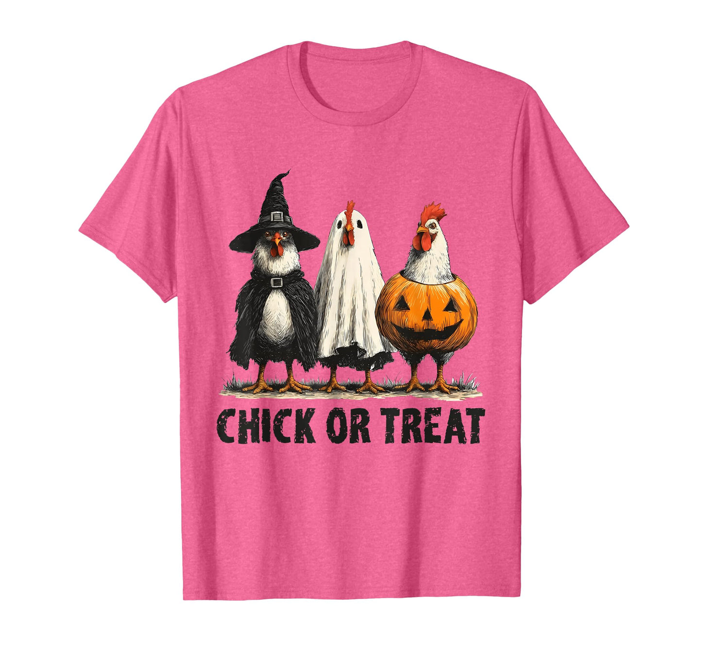 Halloween Chick Or Treat Pumpkin Spooky Witch Chicken Farmer T-Shirt