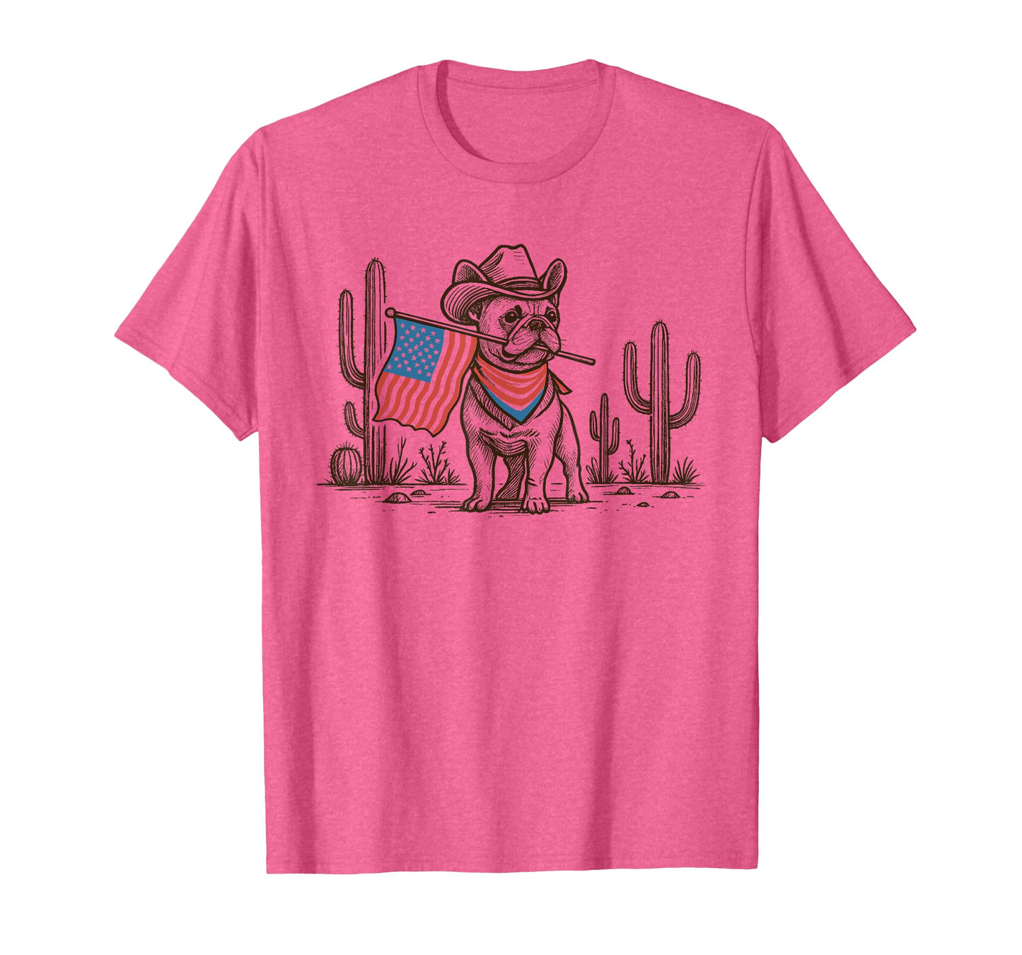Patriotic French Bulldog Shirt Cowboy Dog USA Flag Western T-Shirt