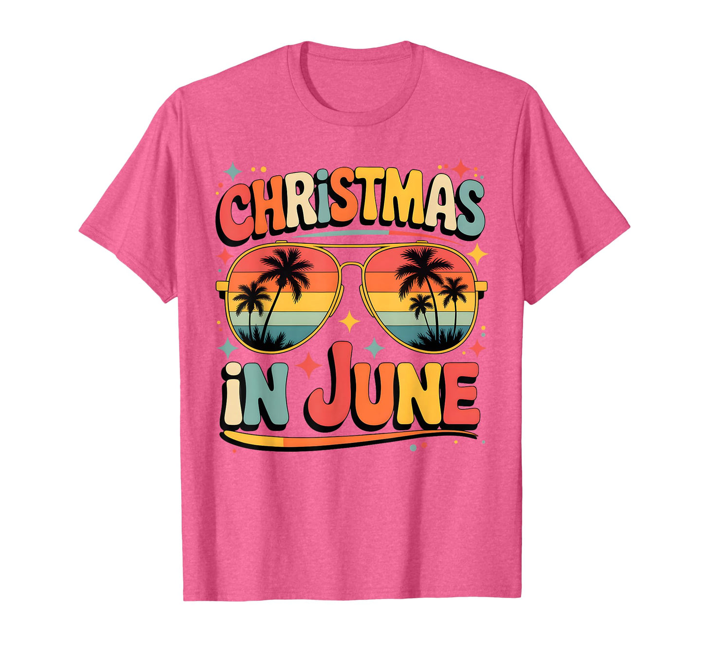 Christmas In June Sunglasses Retro Summer Vacation Xmas T-Shirt