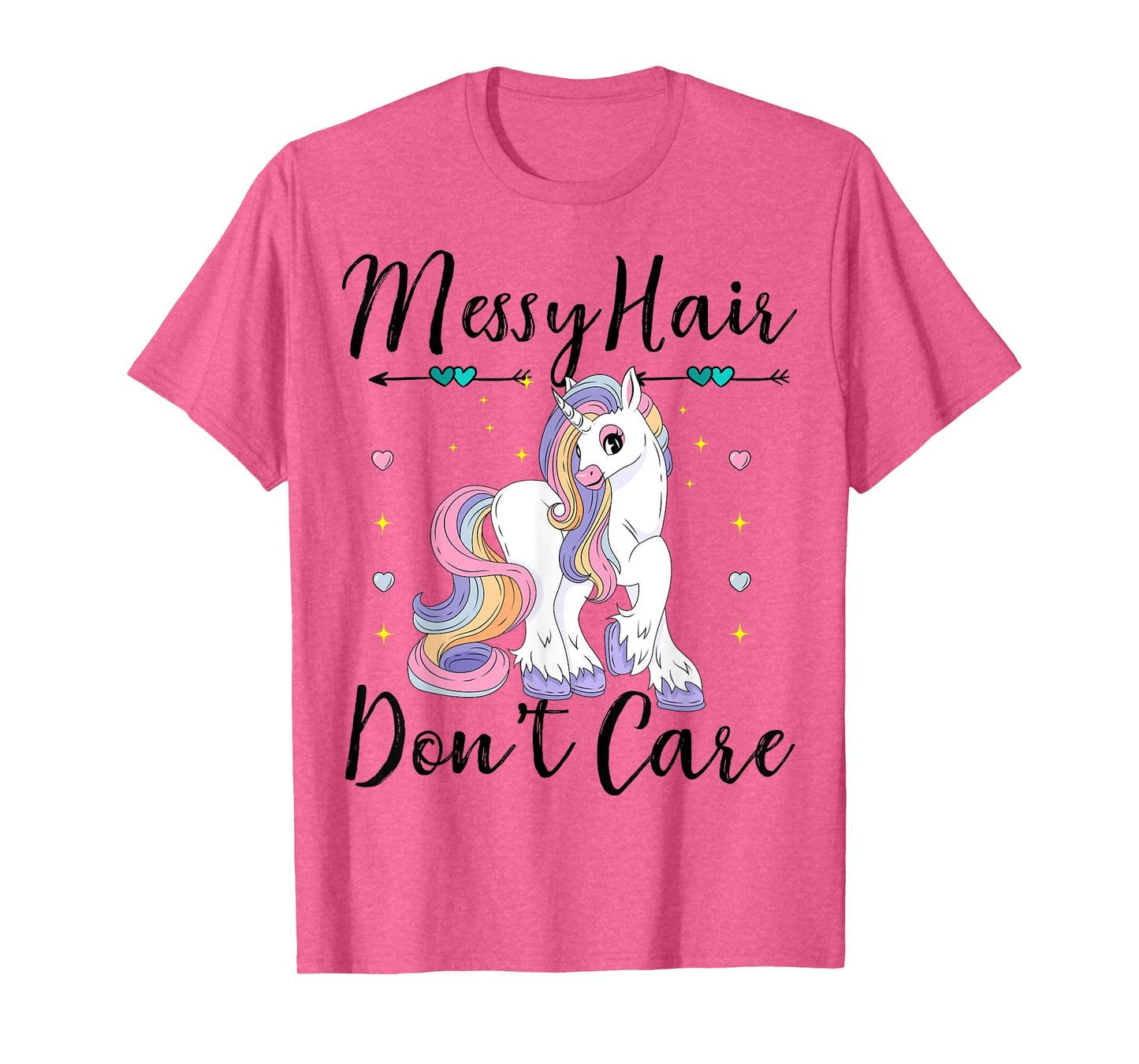 Messy Hair Don't Care Unicorn Lovers Messy Bun Hair Girls T-Shirt